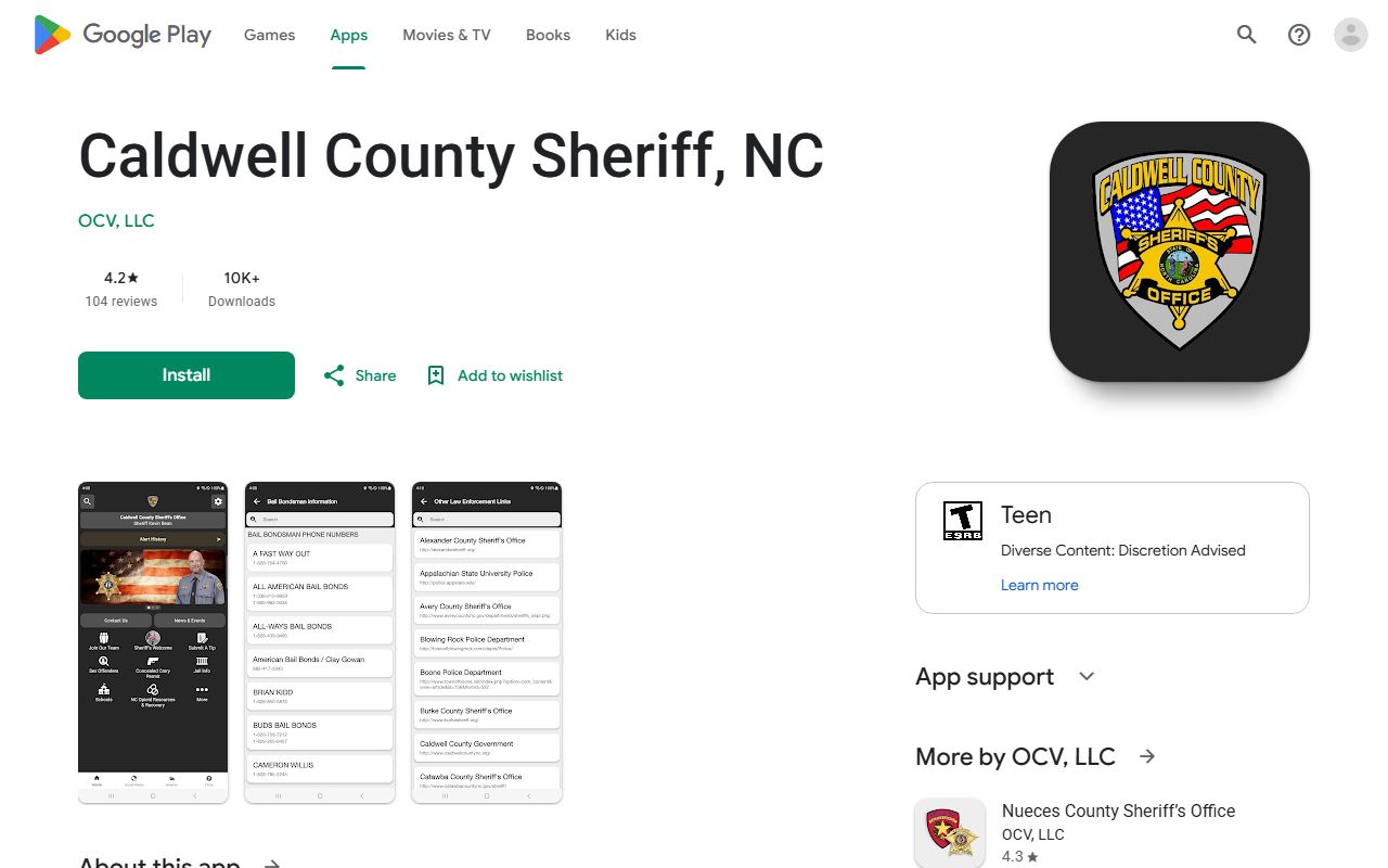 Caldwell County jail mugshots sheriff app listing without roster-photo claim